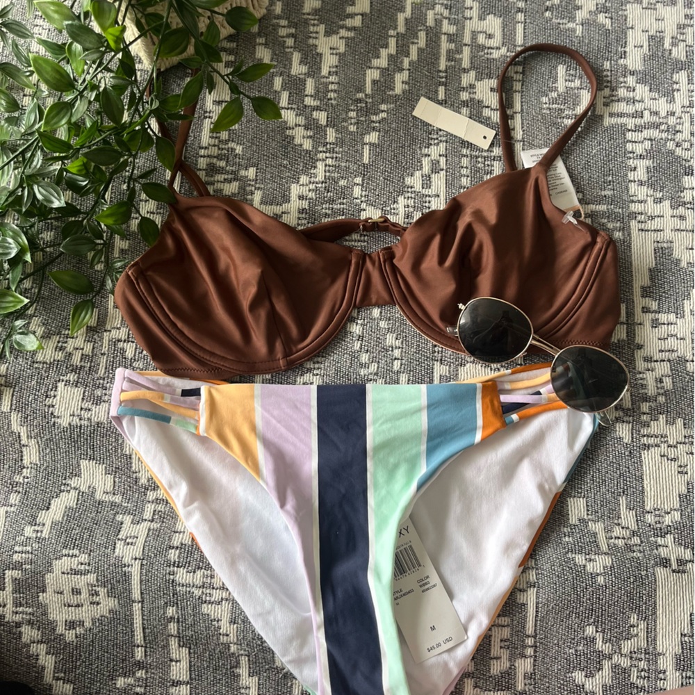 Brown wired bikini top